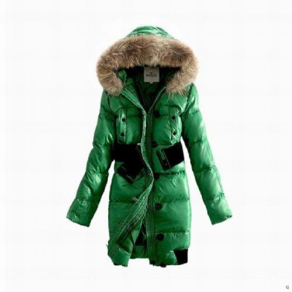 Moncler Fashion Verde Pelliccia Cap E cinturino lungo Cappotti uscita